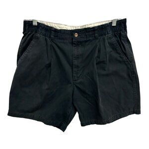 Mens Black Elastic Waist Pleated Cotton Shorts With Pockets Sz 38